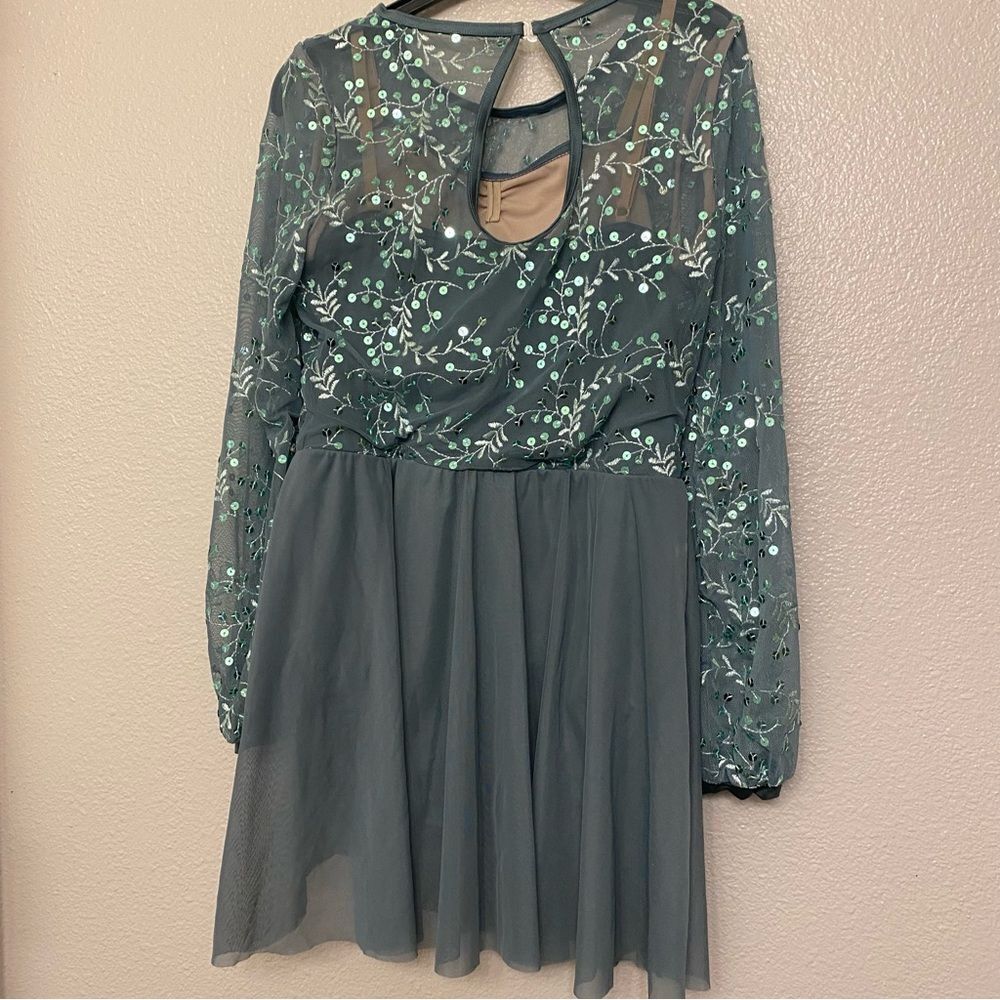 Weissman Dance Costume sage green sequin appliqué Saint Honesty 13413 XLC - Picture 3 of 12